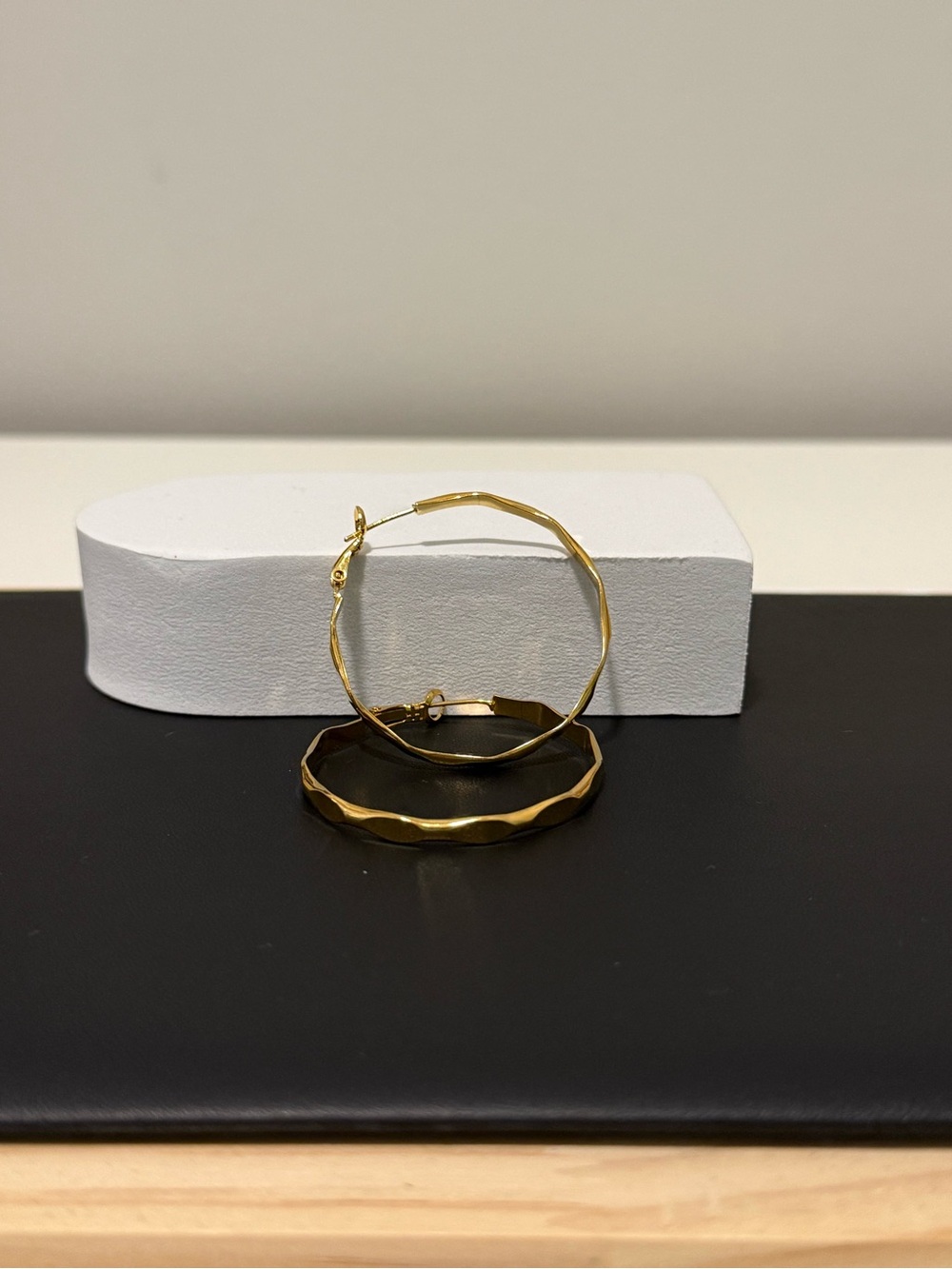 Gold-Tone Textured Hoop Earrings - Women's Jewelry